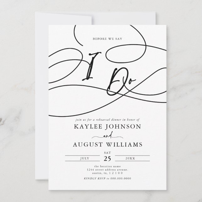 Invitación Guión De Fancia Antes De Decir "Yo Lo Hago" Cena D (Anverso)