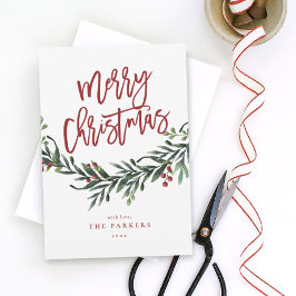 Invitación Guión de feliz navidad rama de navidad no festivid