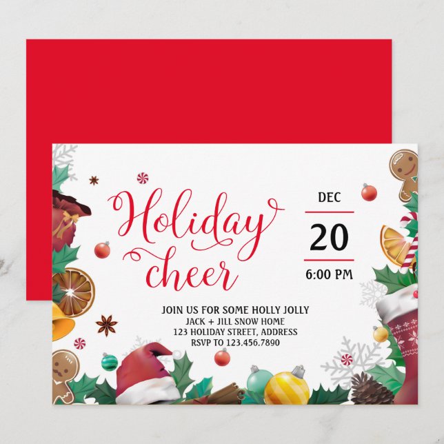 Invitación Guión de feriado y golosinas para Navidades (Anverso / Reverso)
