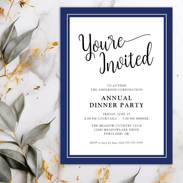 Invitación Guión de Fiesta anual empresarial azul (Subido por el creador)