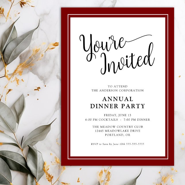 Invitación Guión de Fiesta anual empresarial rojo (Subido por el creador)