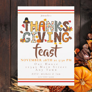 Invitación Guión de Fiesta de Acción de Gracias Festiva