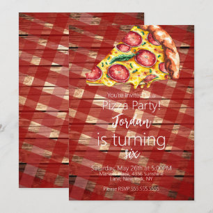 Invitación Guion de fiesta de cumpleaños con porciones de piz