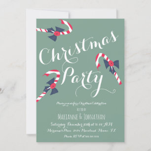 Invitación Guión de fiesta de Navidad vintage con bastón de c