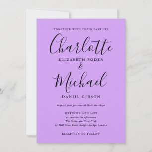 Invitación Guión de firma Bodas de orquídea lila lavanda