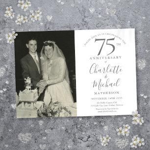 Invitación Guión de firma Foto de aniversario de bodas de 75