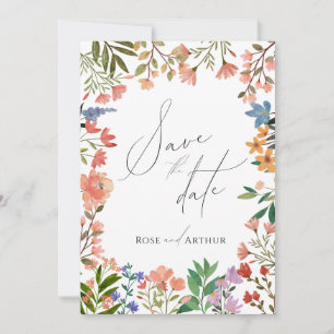 Invitación Guión de Flor Silvestre Guardar la Fecha