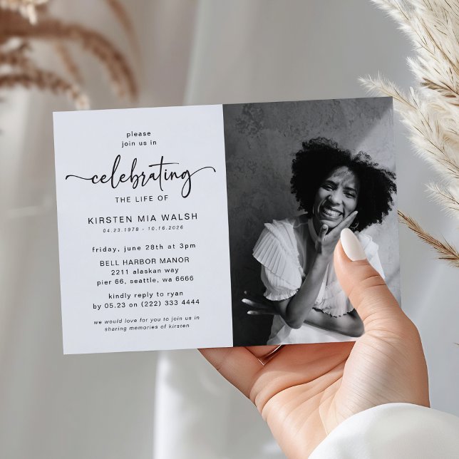 Invitación Guión de Foto Celebración de Vida Funeral Memorial (Subido por el creador)