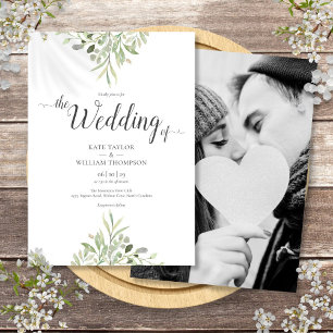 Invitación Guión de foto de boda de vegetación botánica