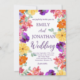 Invitación guión de foto de flores silvestres de jardín pinta