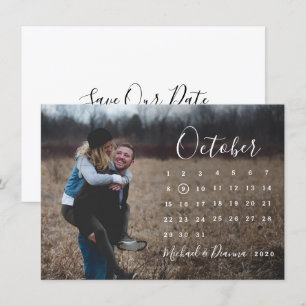 Invitación Guión de foto del calendario guardar la fecha