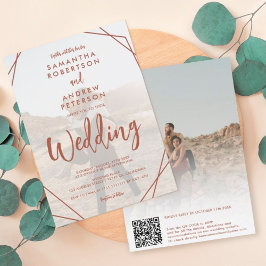 Invitación Guión de foto del marco de Terracotta Boho boda de