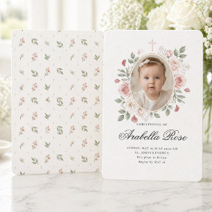 Invitación Guión de foto floral de rosa rosa Sweet Blush