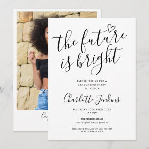 Invitación Guión de Futuro Brillante Foto del Corazón Fiesta
