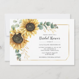 Invitación Guión de girasol Eucalyptus Floral Bridal Shower