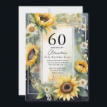 Invitación Guión de girasol floral rústico 60 cumpleaños<br><div class="desc">Rústico guión de girasol floral 60ª invitación a la fiesta de cumpleaños - con audaces girasoles rústicos y margaritas sobre un fondo azul marino, acentuadas con oro. Nuestra invitación es perfecta para tu celebración de cumpleaños. Nuestra plantilla fácil de usar hace que sea tan fácil de personalizar su tarjeta de...</div>