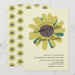 Invitación Guión de girasol Verdor Amarillo Rústico Boda