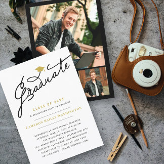 Invitación Guion de Graduación con Estilo Fiesta de Graduació