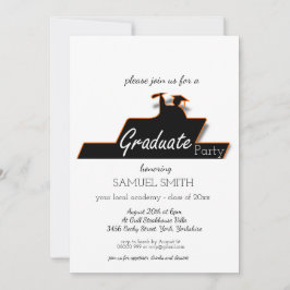 Invitación Guión de graduación moderno Desplazamiento en blan