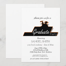 Invitación Guión de graduación moderno Desplazamiento en blan