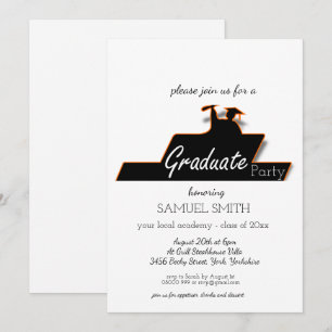 Invitación Guión de graduación moderno Desplazamiento en blan