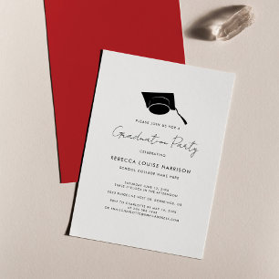 Invitación Guión de graduación Rojo Elegante Graduado 2026 Fi