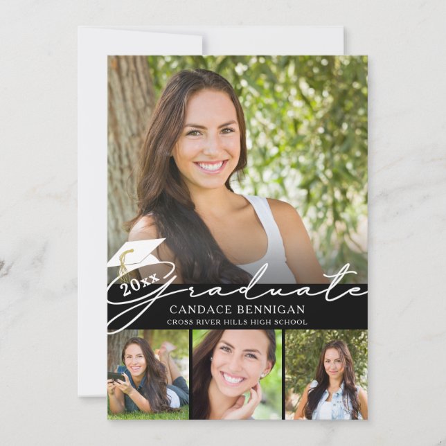 Invitación Guión de graduado moderno 5 Fiesta de fotos (Anverso)