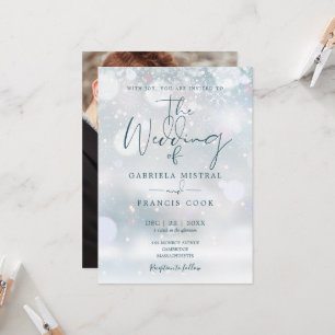 Invitación Guión de invierno maravilloso Foto de nieve Boda