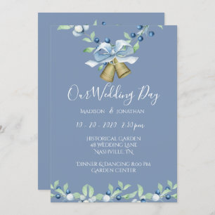Invitación Guión de la corona azul bonito Elegante matrimonio