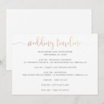 Guión de la línea de tiempo de la fiesta de bodas.