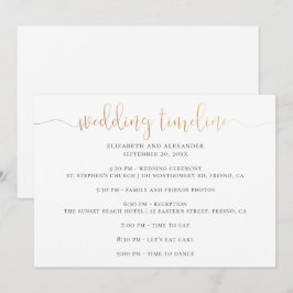 Invitación Guión de la línea de tiempo de la fiesta de bodas.