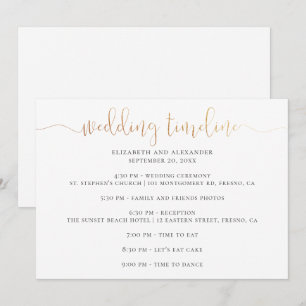 Invitación Guión de la línea de tiempo de la fiesta de bodas.