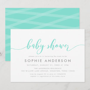 Invitación Guión de Mint Relax Baby Shower