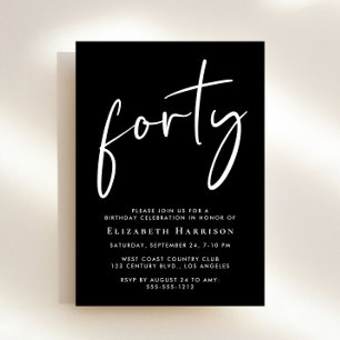 Invitación Guión de moda 40.º Fiesta de cumpleaños
