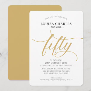 Invitación Guión de moda de cumpleaños elegante FIFTY oro mod