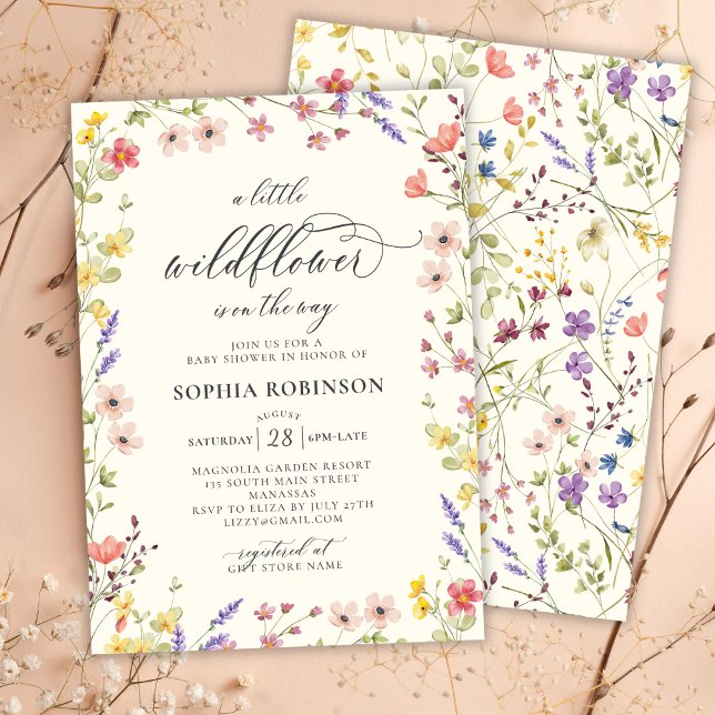 Invitación Guión de Moda de flores silvestres de Boho Pequeño (Subido por el creador)
