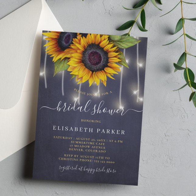 Invitación Guión de moda de girasol ruso ducha de novia (Subido por el creador)
