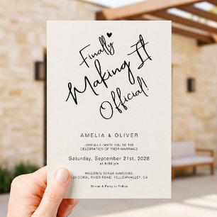 Invitación Guión de moda finalmente haciéndolo oficial boda