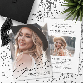 Invitación Guión de Moda Graduación Simple Foto Graduación