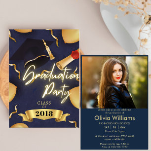 Invitación Guión de moda Partido Personalizado de Graduació