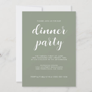 Invitación Guión de Moda simple Sage Green Dinner Fiesta