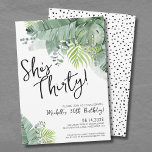 Invitación Guión de moda Treinta y Treinta años<br><div class="desc">Elegante Palm Tropical De Moda Treinta Noches Invitación a Cumpleaños 30. Celebra que tiene treinta años con esta elegante pero divertida invitación de 30 años. Un diseño tropical que abarca la belleza tranquila de la naturaleza, mezclada con un toque lúdico que seguro te ayudará a divertirte. Mezcla de hojas tropicales...</div>