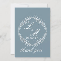 Guión de Monograma Rama Bodas Dusty Blue Gracias