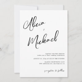Invitación Guión de nombres de pareja simple boda de CÓDIGO Q