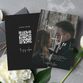 Invitación Guion de nombres de respuesta QR superpuesto en fo