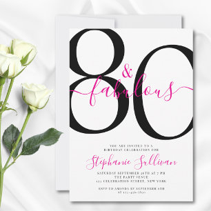 Invitación Guión de Ochenta y Fabuloso Fiesta de cumpleaños n
