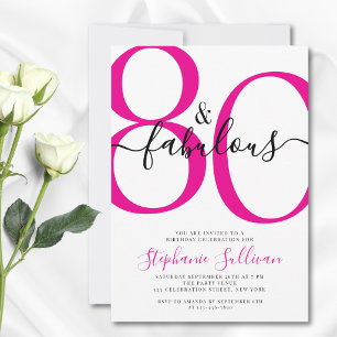 Invitación Guión de Ochenta y Fabuloso Fiesta de cumpleaños n