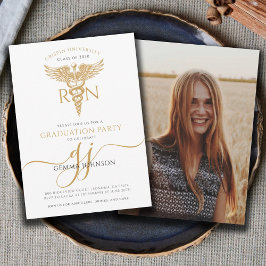 Invitación Guión de oro de la fiesta de graduación de enferme