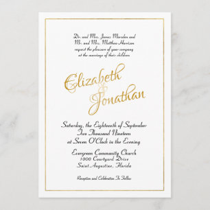 Invitación Guión de oro formal elegante para muchas aguas