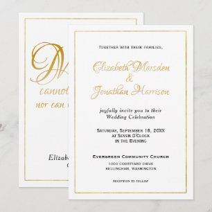 Invitación Guión de oro formal elegante para muchas aguas